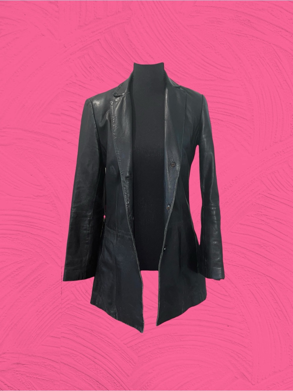 Black Women's Leather Blazer Jacket